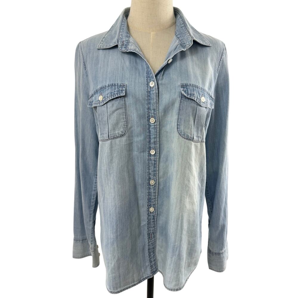 J.Crew Super Soft Chambray Preppy Button Down with Front Pockets, Size 8